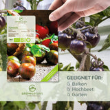 BIO Tomatensamen (Black Cherry) - Tomaten Saatgut aus biologischem Anbau (10 Korn) - HappySeed