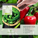 BIO Chili Samen (Early Jalapeno, 5.000 Scoville) - Chili Saatgut aus biologischem Anbau (10 Korn) - HappySeed