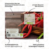 BIO Chili Samen (De Cayenne, 50.000 Scoville) - Chili Saatgut aus biologischem Anbau (10 Korn) - HappySeed