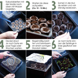 Gewächshaus Set mit 60 Kokostabs - Für die Anzucht von Kräutern, Gemüse & Blumen - HappySeed