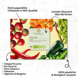 BIO Chilisamen Set (5 Sorten) - Chili Saatgut aus biologischem Anbau - HappySeed