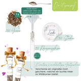 Reagenzgläser mit Blumensamen als Gastgeschenke zur Hochzeit