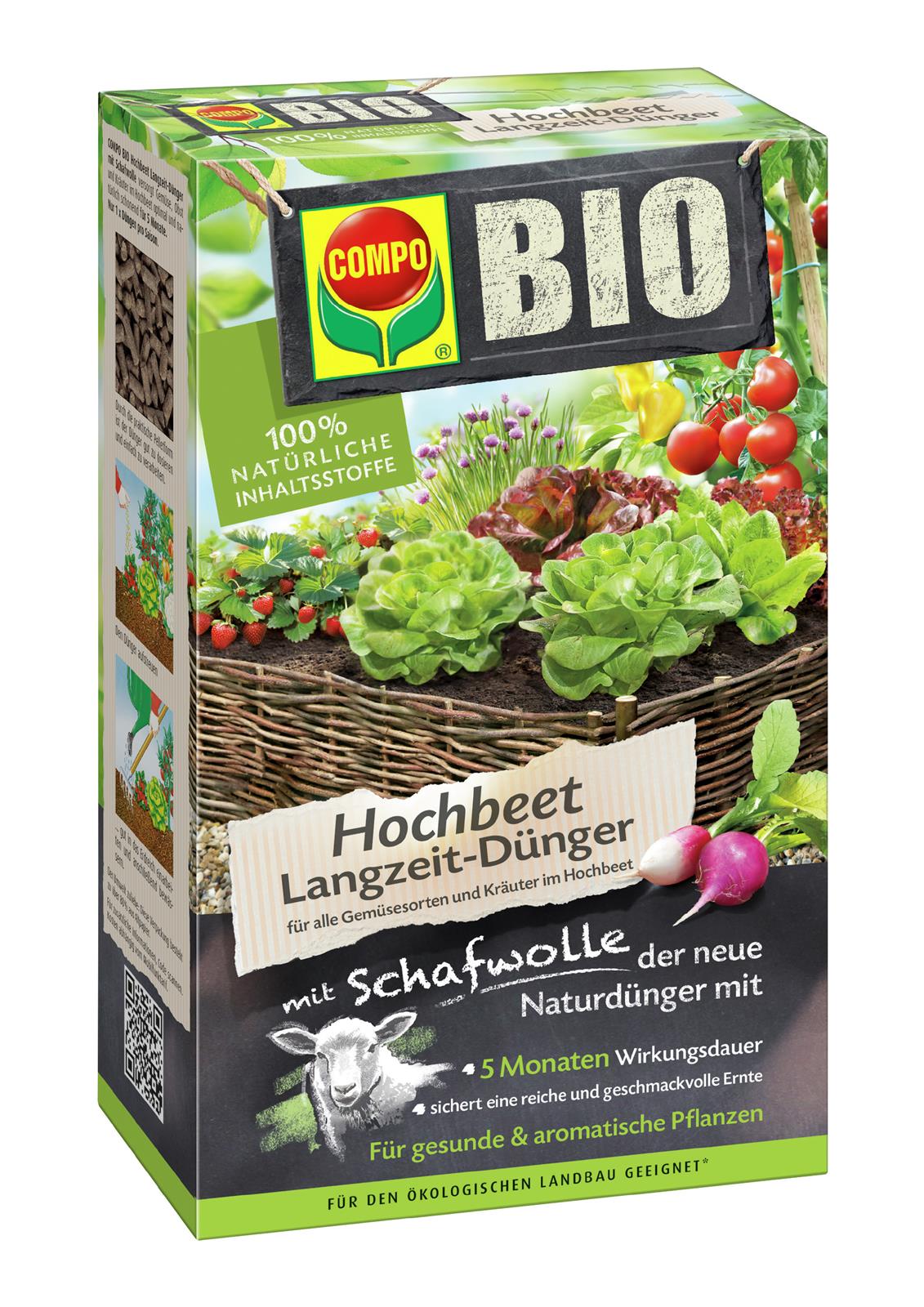 COMPO BIO Hochbeet Langzeit-Dünger mit Schafwolle 750g – HappySeed