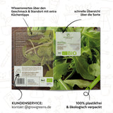BIO Rucola Samen (Eruca sativa) - Rauke Saatgut aus biologischem Anbau (500 Korn) - HappySeed