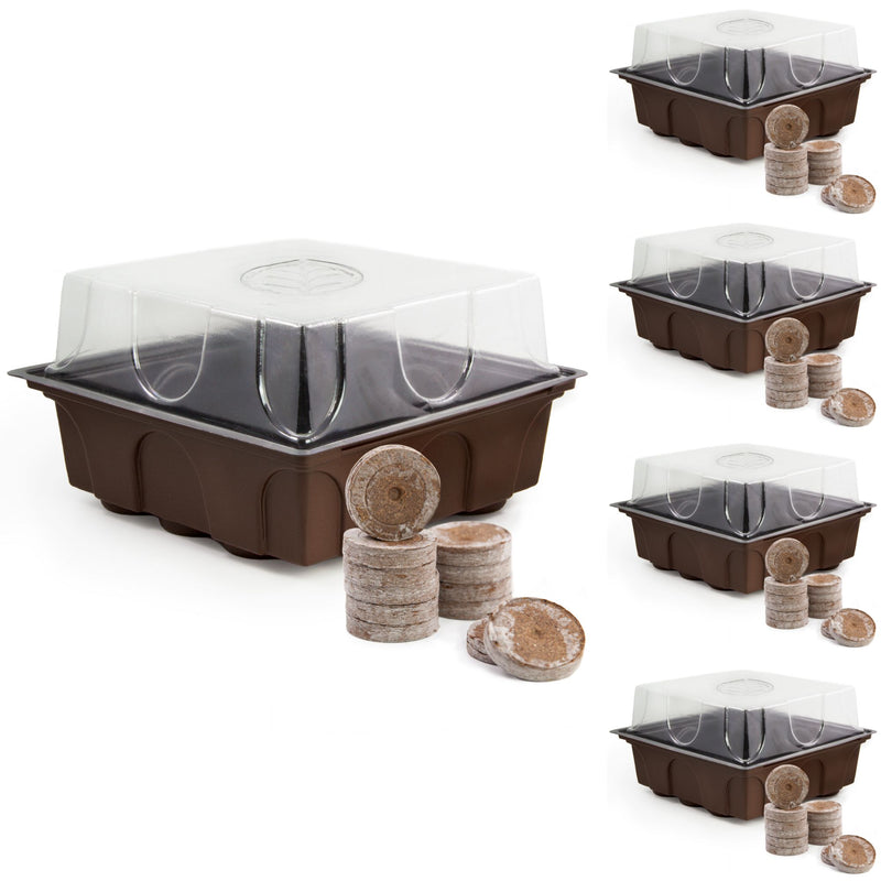 Gewächshaus Set mit 60 Kokostabs - Für die Anzucht von Kräutern, Gemüse & Blumen - HappySeed