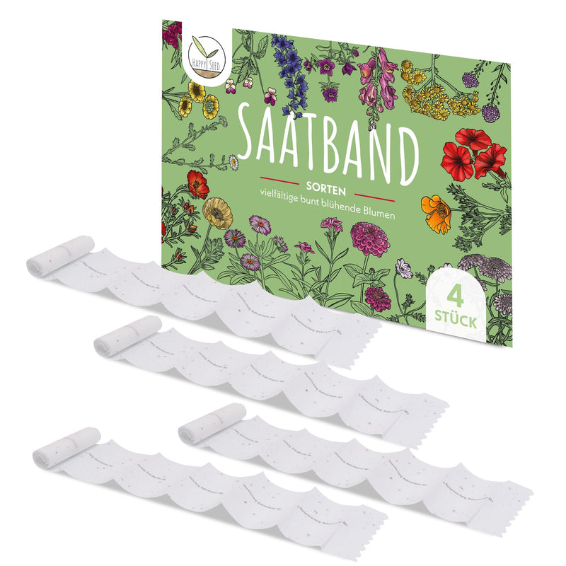 4x Saatteppich mit Blumensamen  für den Balkon (Mix) - HappySeed