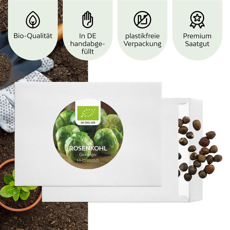 BIO Rosenkohl Samen (Groninger) - Rosenkohl Saatgut aus biologischem Anbau (30 Korn) - HappySeed