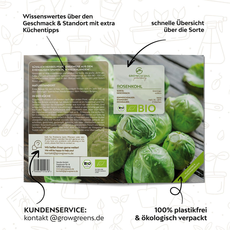 BIO Rosenkohl Samen (Groninger) - Rosenkohl Saatgut aus biologischem Anbau (30 Korn) - HappySeed