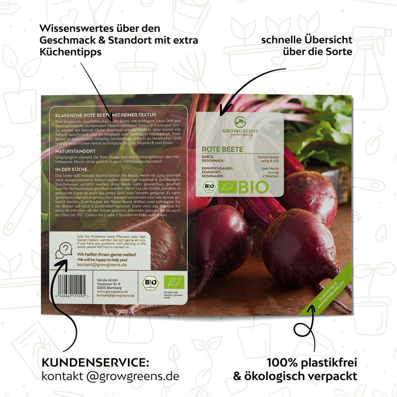 BIO Rote Beete Samen (Detroit Globe) - Rote Bete Saatgut aus biologischem Anbau (50 Korn) - HappySeed