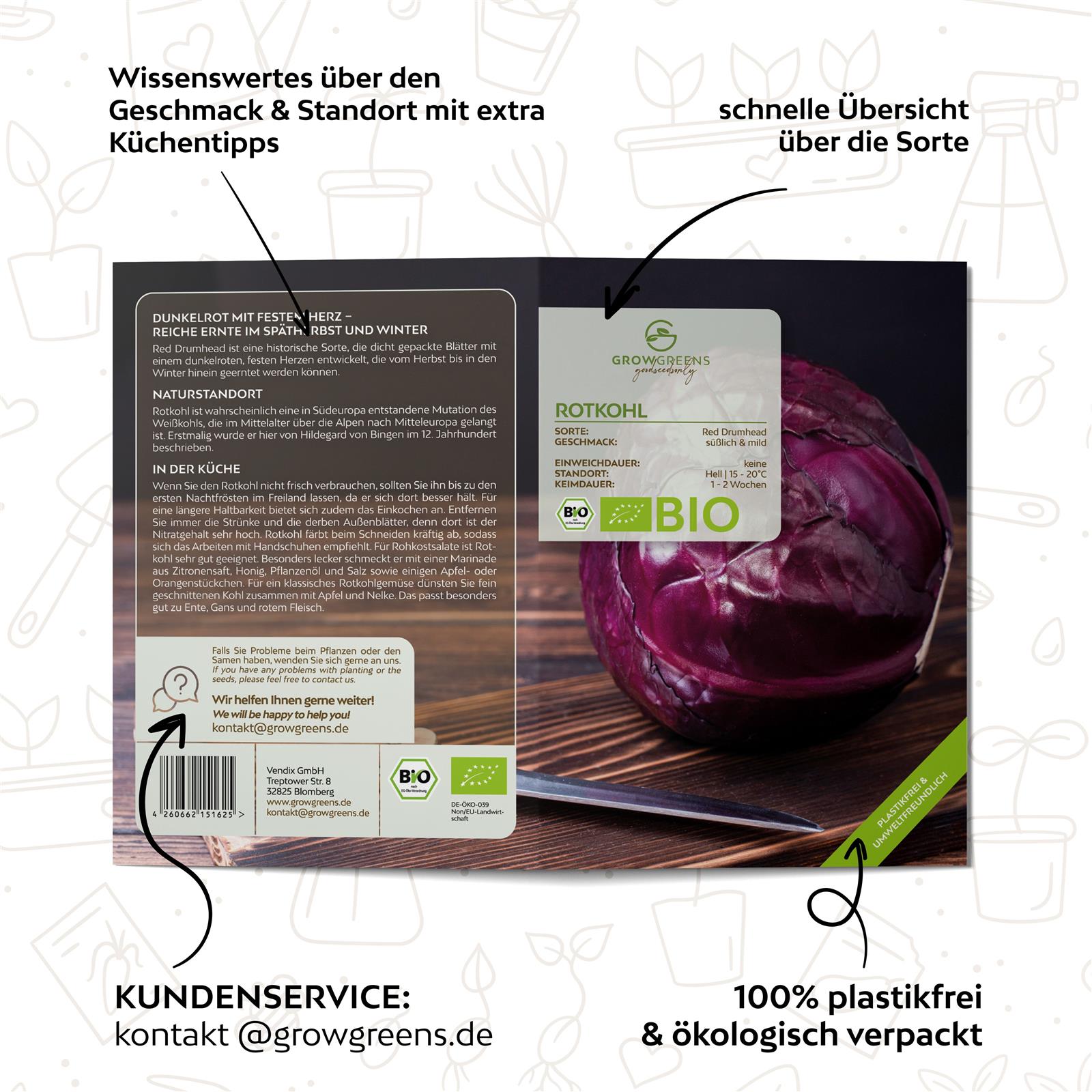 BIO Rotkohl Samen (Red Drumhead)