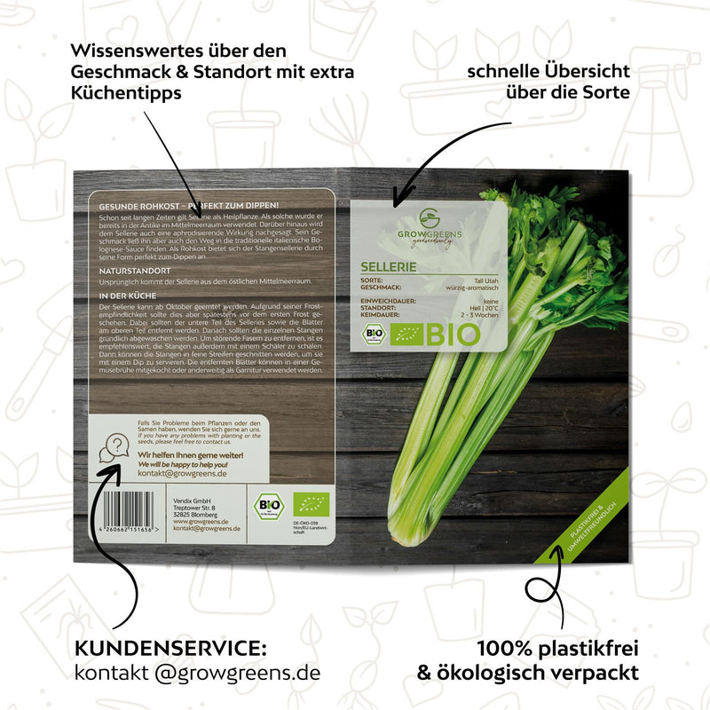 BIO Selleriesamen (Tall Utah) - Staudensellerie Saatgut aus biologischem Anbau (250 Korn) - HappySeed