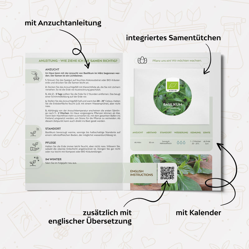 BIO Thai Basilikum Samen - Küchenkräuter Saatgut aus biologischem Anbau (250 Korn) - HappySeed