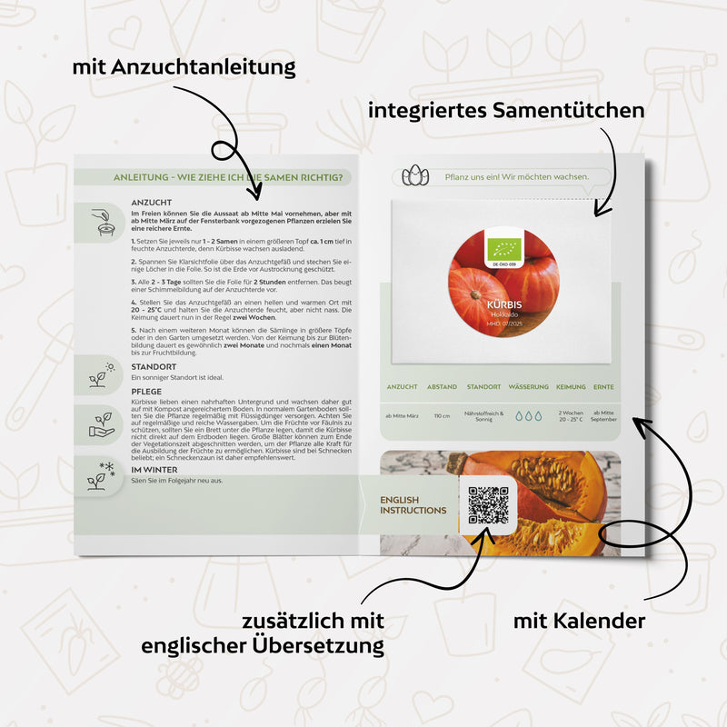 BIO Kürbis Samen (Hokkaido) - Kürbis Saatgut aus biologischem Anbau (5 Korn)