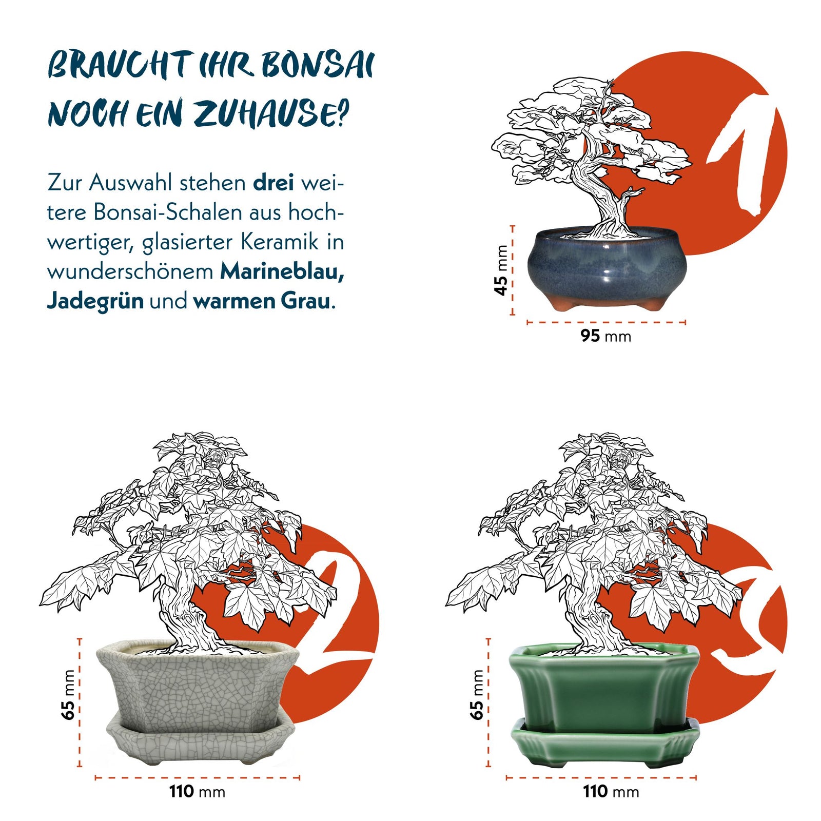 Bonsai Schale aus Keramik in Marineblau