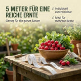 Zuschneidbares Radieschen Saatband, anpassbar an Hochbeet und Gewächshaus