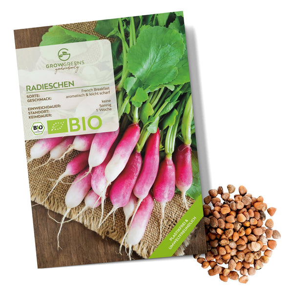 BIO Radieschen Samen (French Breakfast) - Radieschen Saatgut aus biologischem Anbau (75 Korn) - HappySeed