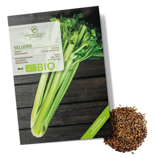 BIO Selleriesamen (Tall Utah) - Staudensellerie Saatgut aus biologischem Anbau (250 Korn) - HappySeed