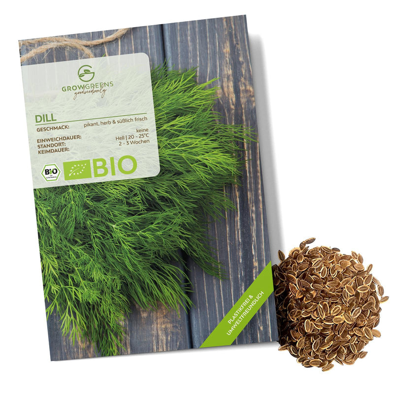 BIO Dill Samen - Küchenkräuter Saatgut aus biologischem Anbau (350 Korn) - HappySeed