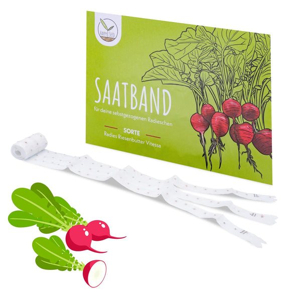 5m Saatband mit Radieschen Samen (Radies Riesenbutter Vitessa) - HappySeed