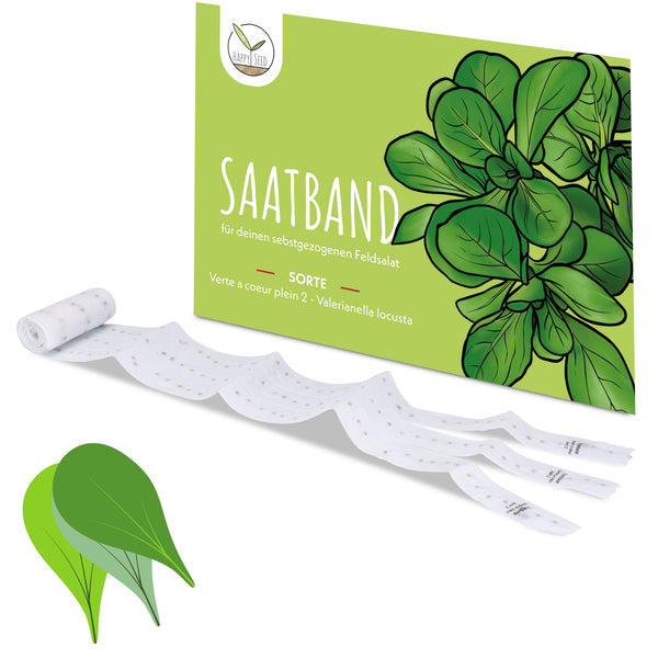 5m Saatband mit Feldsalat Samen - Verte a coeur plein 2 - Valerianella locusta - HappySeed