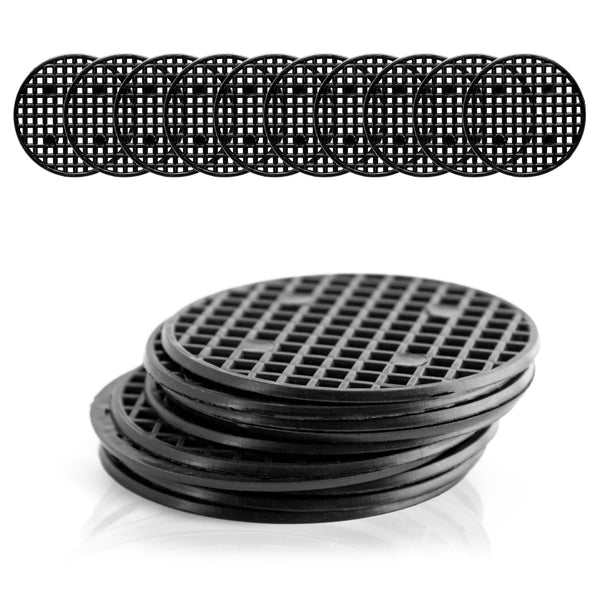 10er Set Bonsai Abdecknetze aus Kunststoff, Schwarz - Drainage Gitter - HappySeed