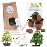 Bonsai Starter Kit inkl. eBook - Pflanzset aus Kokostöpfen, Samen &amp; Erde  (Zwerg-Granatapfel + Tamarinde) - HappySeed