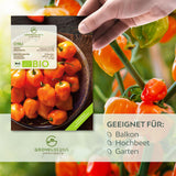 BIO Chili Samen (Habanero Orange, 250.000 Scoville) - Chili Saatgut aus biologischem Anbau (10 Korn) - HappySeed