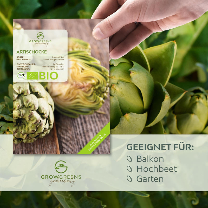 BIO Artischocken Samen (Imperial Star) - Artischocke Saatgut aus biologischem Anbau (5 Korn) - HappySeed