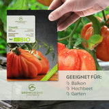 BIO Tomatensamen (Ochsenherz) - Tomaten Saatgut aus biologischem Anbau (10 Korn) - HappySeed