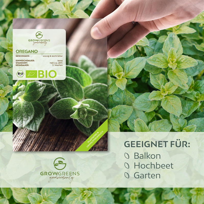 BIO Oregano Samen - Küchenkräuter Saatgut aus biologischem Anbau (750 Korn) - HappySeed