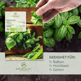 BIO Basilikum Samen Sweet Genovese - Küchenkräuter Saatgut aus biologischem Anbau (400 Korn) - HappySeed