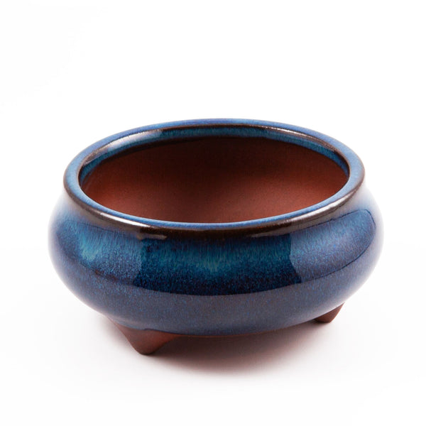 Bonsai Schale aus Keramik in Marineblau - 9,5 x 4,5 x 9,5 cm - HappySeed