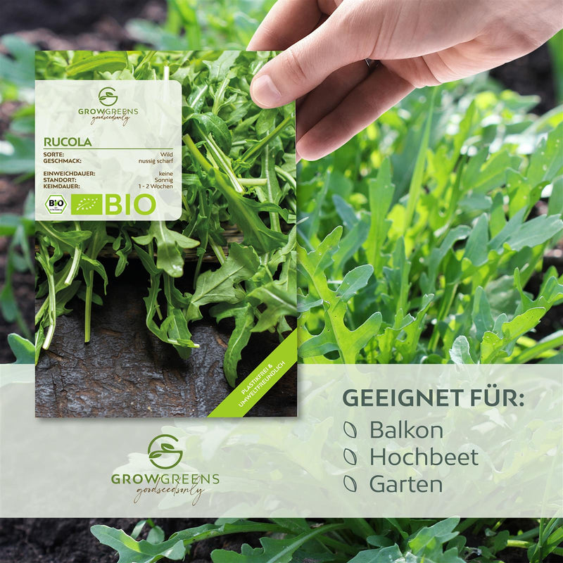 BIO Rucola Samen (Diplotaxis tenuifolia) - Wilde Rauke Saatgut aus biologischem Anbau (750 Korn) - HappySeed