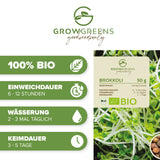 BIO Brokkoli Sprossen Samen (50g) - Microgreens Saatgut ideal für die Anzucht von knackigen Keimsprossen - HappySeed