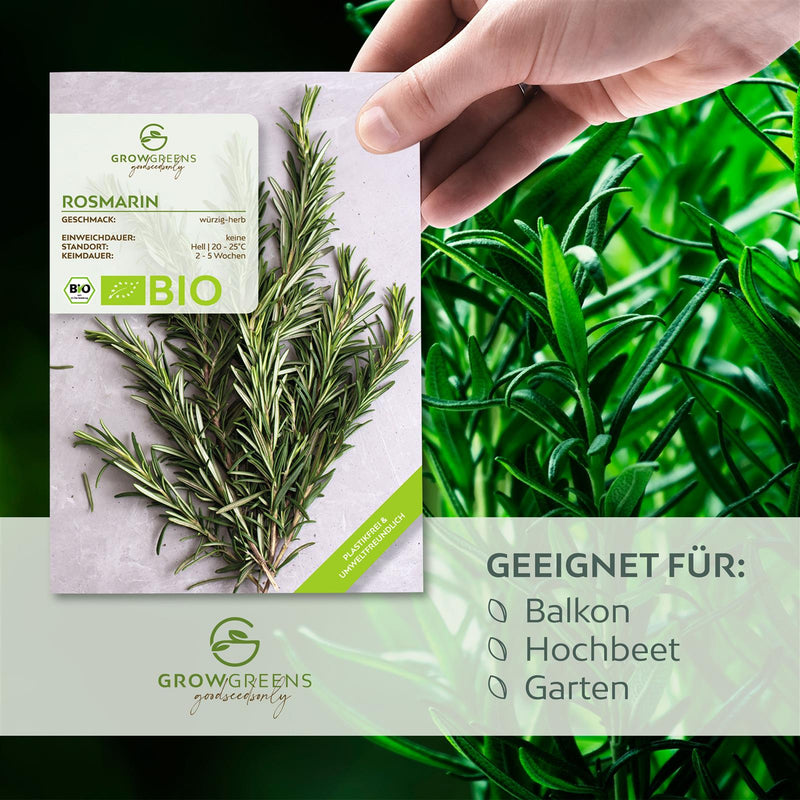 BIO Rosmarin Samen - Heilkräuter Saatgut aus biologischem Anbau (40 Korn) - HappySeed