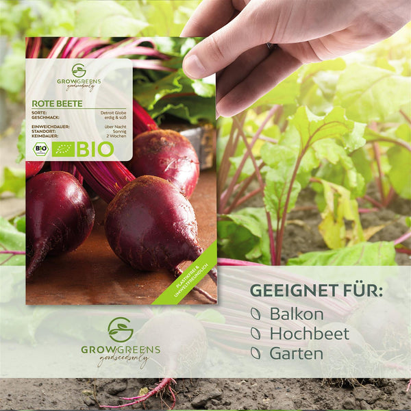 BIO Rote Beete Samen (Detroit Globe) - Rote Bete Saatgut aus biologischem Anbau (50 Korn) - HappySeed