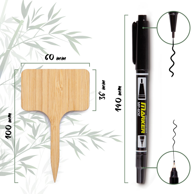 30x Pflanzenstecker zum Beschriften inklusive Marker (Stecker aus robustem Bambus) - HappySeed