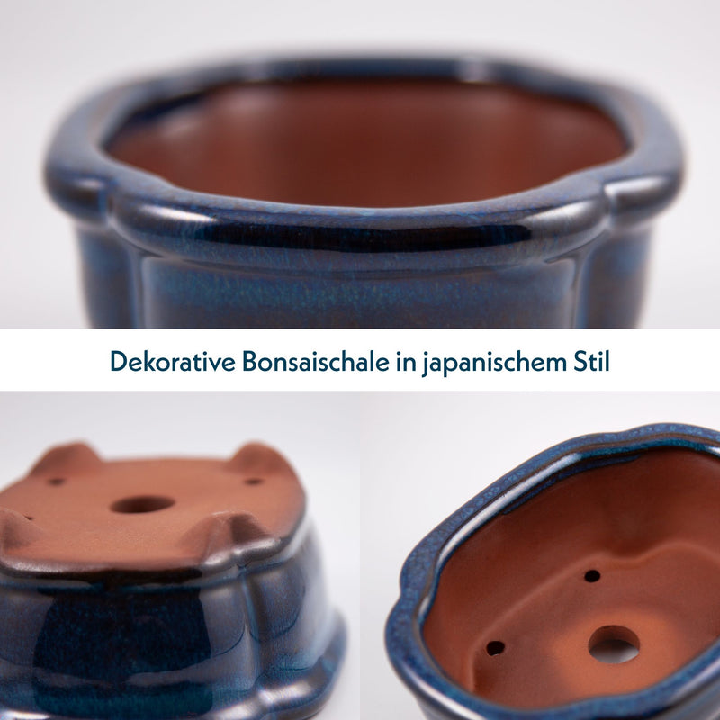 Bonsai Schale aus Keramik in Marineblau - 15 x 5,5 x 11 cm - HappySeed