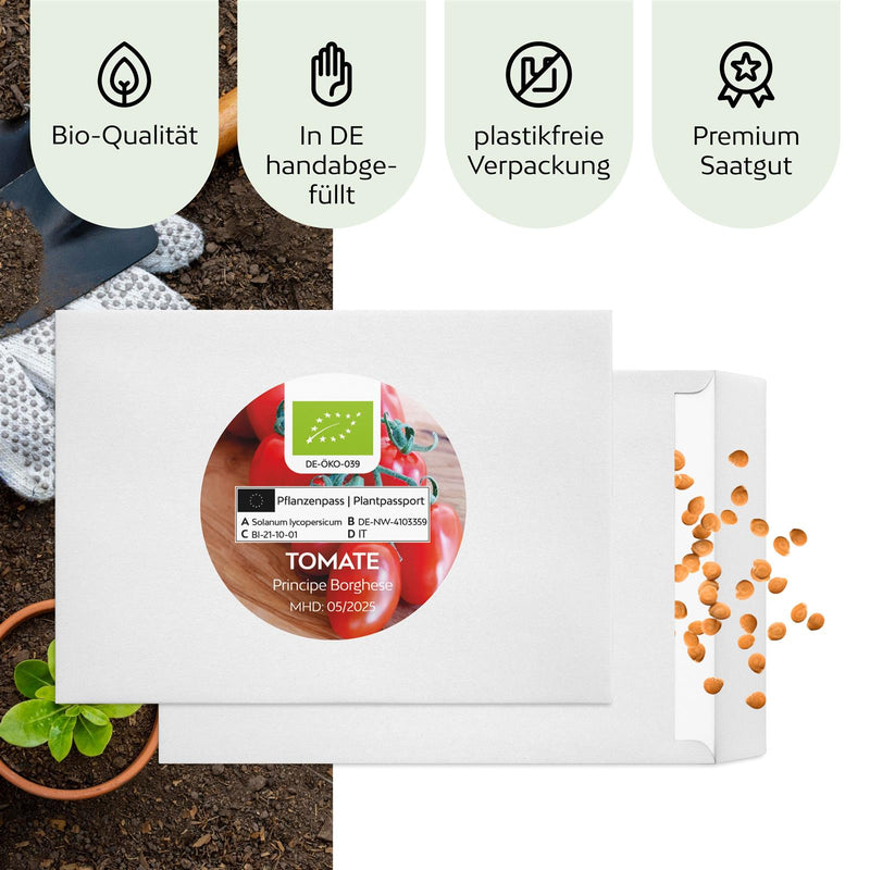 BIO Tomatensamen (Principe Borghese) - Tomaten Saatgut aus biologischem Anbau (10 Korn) - HappySeed