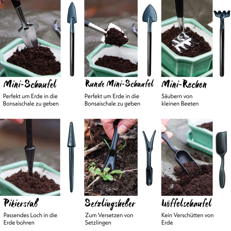 Bonsai Werkzeug-Set 13-teilig mit praktischem Aufbewahrungsbeutel - HappySeed