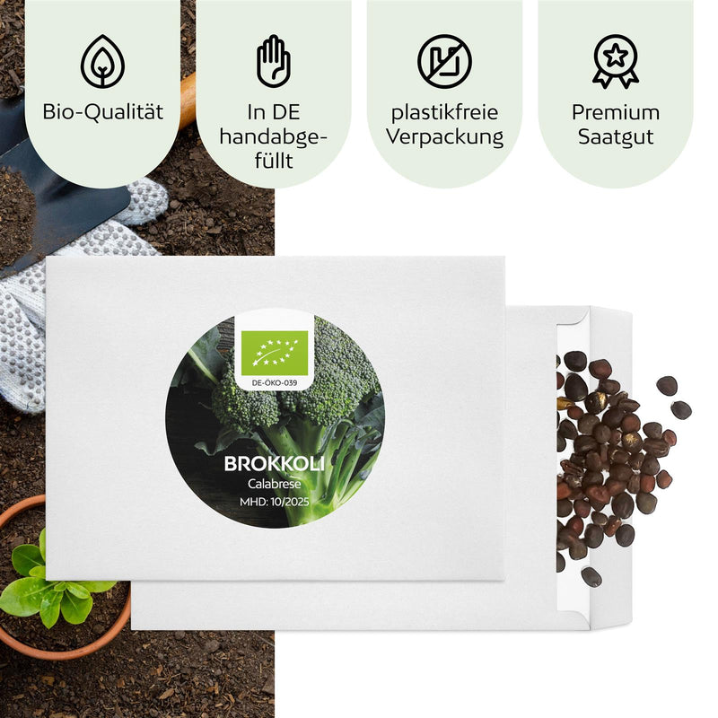 BIO Brokkoli Samen (Calabrese) - Brokkoli Saatgut aus biologischem Anbau (50 Korn) - HappySeed