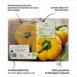 BIO Paprika Samen (Golden California Wonder) - Gelbe Paprika Saatgut aus biologischem Anbau (10 Korn) - HappySeed