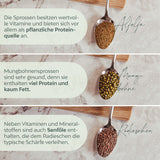 Sprossenglas Keimglas Set mit 3 Bio Sprossen Samen - Microgreens Anzuchtset für knackige Keimsprossen (Alfalfa, Mungbohne, Radieschen) - HappySeed