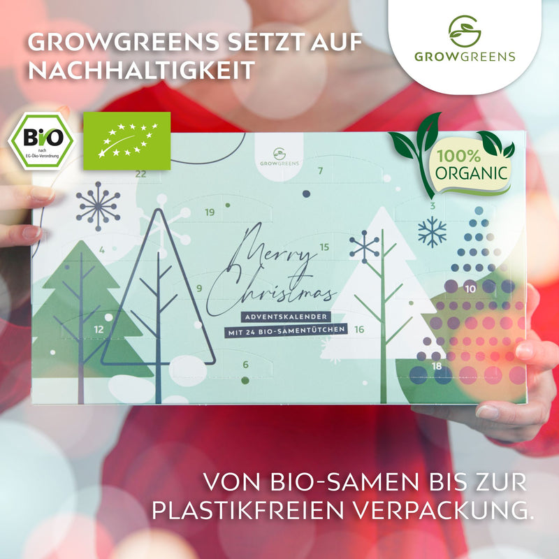 BIO Saatgut Adventskalender 2022 mit 24 verschiedenen Gemüsesorten - Nachhaltiger Weihnachtskalender ideal als Geschenk für Hobbygärtner - HappySeed