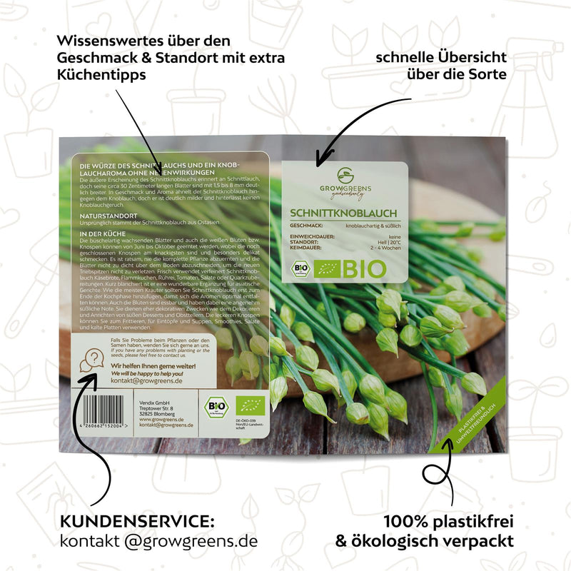 BIO Schnittknoblauch Samen - Küchenkräuter Saatgut aus biologischem Anbau (50 Korn) - HappySeed