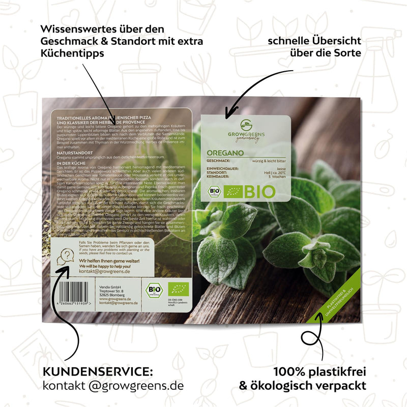 BIO Oregano Samen - Küchenkräuter Saatgut aus biologischem Anbau (750 Korn) - HappySeed