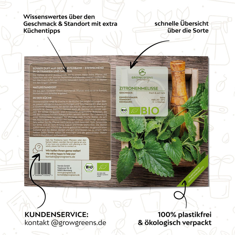 BIO Zitronenmelisse Samen - Heilkräuter Saatgut aus biologischem Anbau (500 Korn) - HappySeed