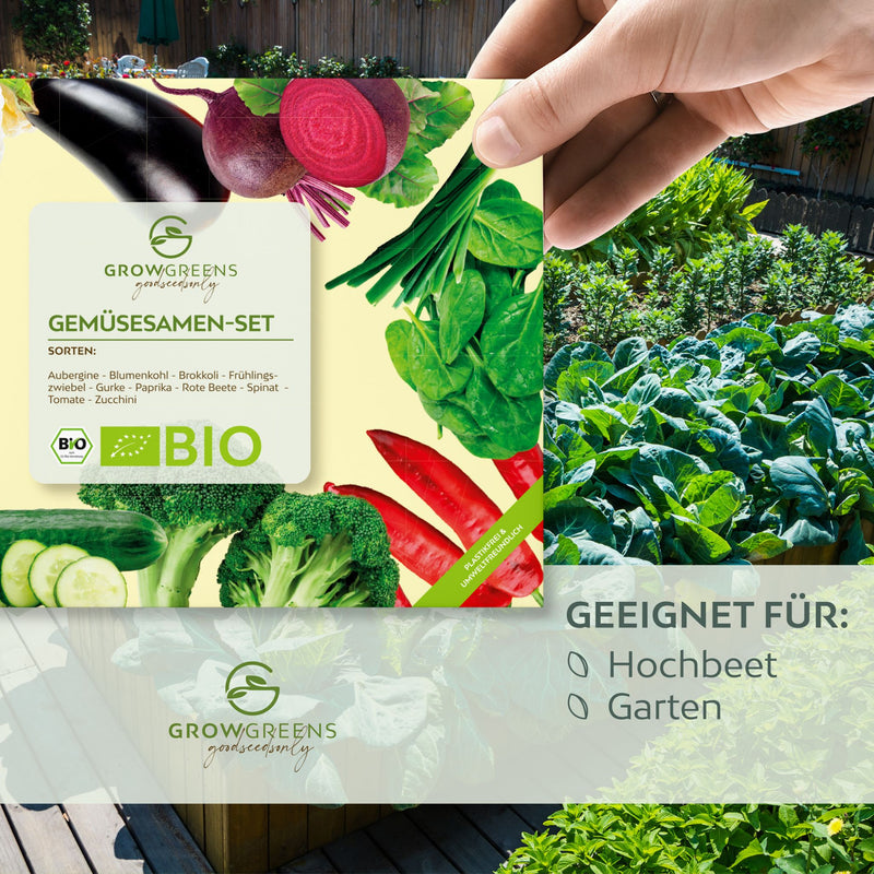 BIO Gemüsesamen Set (10 Sorten) - Gemüse Samen Anzuchtset aus biologischem Anbau - HappySeed