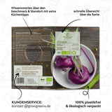 BIO Lila Kohlrabi Samen (Milan Purple) - Kohlrabi Saatgut aus biologischem Anbau (300 Korn) - HappySeed
