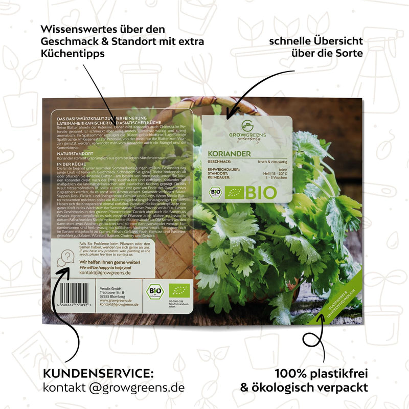BIO Koriandersamen - Küchenkräuter Saatgut aus biologischem Anbau (35 Korn) - HappySeed